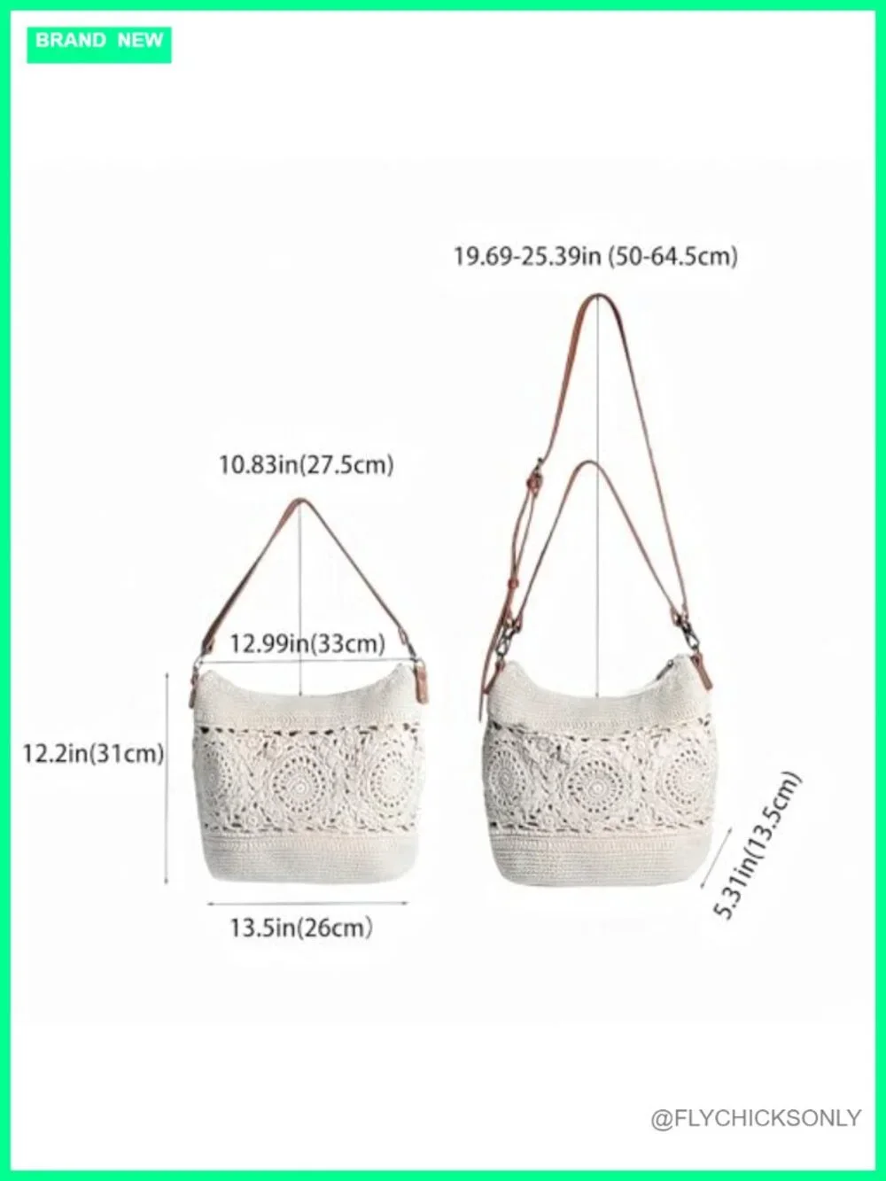 Boho Crochet Crossbody Bag Handmade Hobo Purse Large Tote for Travel